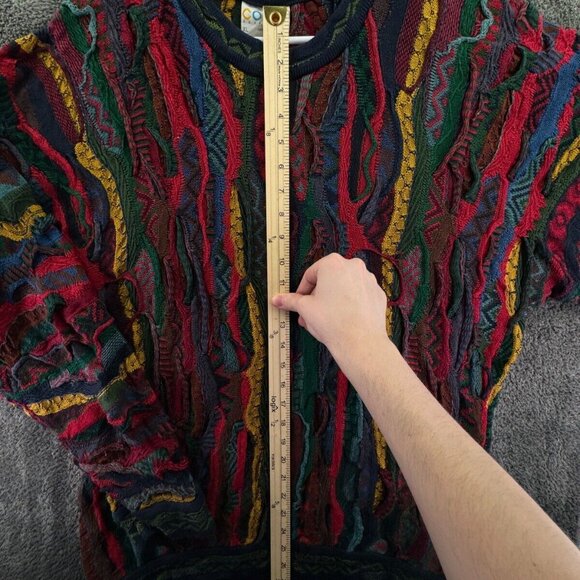 COOGI Australia Authentic Women XL Red Green 3D Knit Pullover Cotton Sweater - Picture 2 of 16